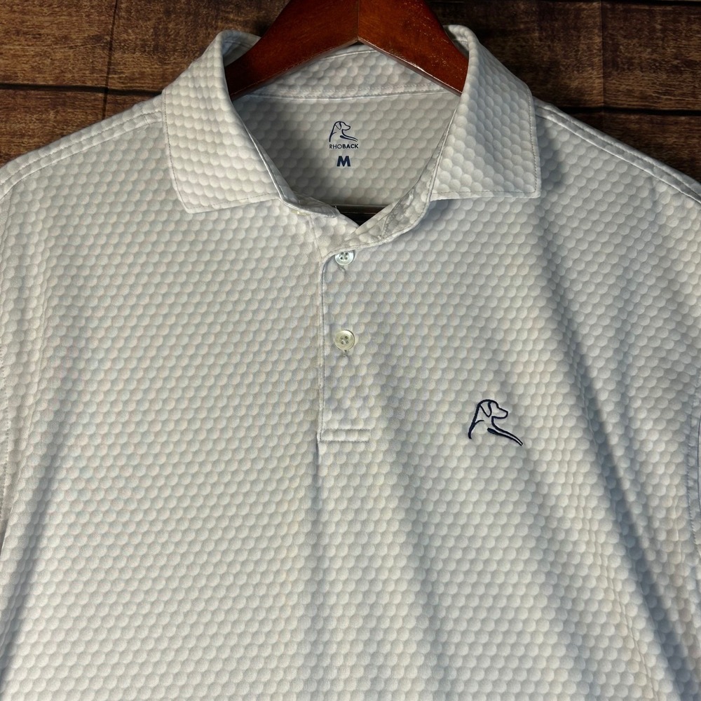 Rhoback "Be the Ball" Performance Polo Shirt Gray Short Sleeve Golf Ball Print M